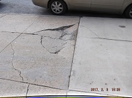 THIS BUSTED SIDEWALK IS RIGHT IN FRONT OF THE NYCHA MANAGEMENT OFFICE AT 121 JERSEY STREET!!