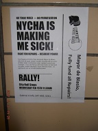 AHA A LOBBY SIGN ABOUT A RALLY AT CITY HALL TO COMPLAIN ABOUT THE NEW YORK CITY HOUSING AUTHORITY'S CONTINUING VIOLATIONS, LAWBREAKING, AND MALFEASANCE!!