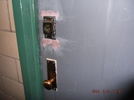 This Is The " Mickey Mouse Lock Installation " That The NYCHA Carpenter Trainees Put Onto My Replaced Apartment Door!!