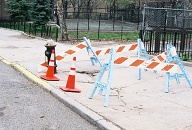 The City of New York Dug Up The Sinking Sidewalk But Did Not Ever Bother To Replace It!!